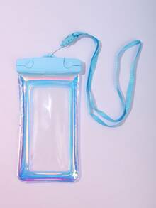 1 Pieza De Funda Impermeable Holográfica Azul Para Teléfono