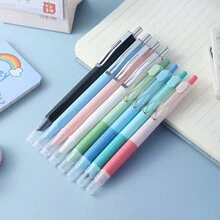 11pcs/Set Blue Ink Cartridge Pressed Ballpoint Pens, Vibrant Candy Color, Replaceable Ink Cartridge, Suitable For Students To Practice Calligraphy, Office Supplies - Blue - View 5