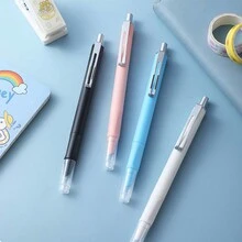 11pcs/Set Blue Ink Cartridge Pressed Ballpoint Pens, Vibrant Candy Color, Replaceable Ink Cartridge, Suitable For Students To Practice Calligraphy, Office Supplies - Blue - View 4