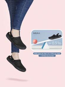 HKR Clogs Mules Comfortable Mesh Slippers Flat Sandals Indoor Outdoor - All Black - View 3