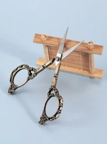1 Pieza Tijeras Vintage De 4.6 Pulgadas Con Diseño De Flor De Ciruelo Para Recortar Cejas Hermosas