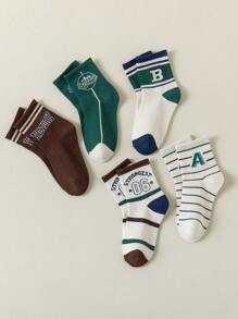 5 cặp/bộ Con trai Giải trí & Điền kinh & Trường học Phong cách Độ co giãn Cao Rộng Áp lực Vớ Với Cà phê Nâu , Sâu Nâu Và Rừng Màu xanh lá Màu sắc , Thích hợp Cho chạy bộ Giày dép Và Mặc hàng ngày , - Nhiều màu - Xem 11