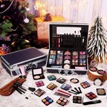 UCANBE Makeup Kit For Teen Girls & Women Full Kit, Beauty Train Case With Starter Cosmetics Set, Make Up Valentine's Day Gift Box With Eyeshadow,Lipgloss,Highlight,Blush,Lip&Eye Pen,Brush & More - 紫黑色 - 查看 6