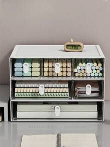 1 pezzo Divisore per cassetti bianco semplice ed elegante, compatto, impilabile e combinabile per la conservazione di articoli di cartoleria e cosmetici