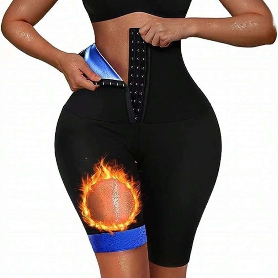 运动户外 1 件装多色涤纶女式短裤，非常适合锻炼、训练、塑身和出汗塑身衣腰部训练器紧身胸衣 - 藍色 - 查看 1