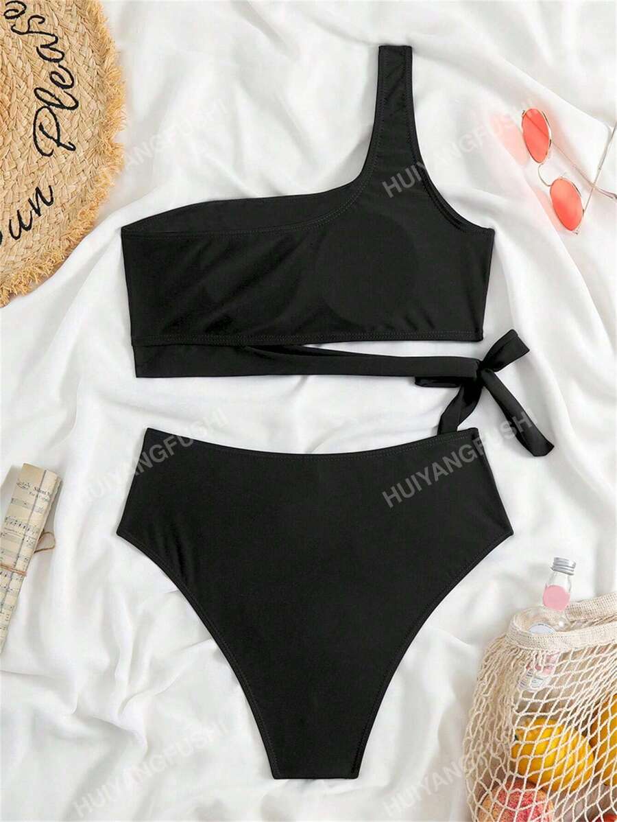 Conjunto de bikini con un solo hombro para mujer, con superior e