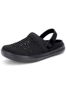 HKR Clogs Mules Comfortable Mesh Slippers Flat Sandals Indoor Outdoor - All Black - View 1