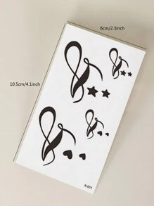 STARTTOOS 2入組黑色小鳥、星星、心形圖案指尖、手腕、耳朵和身體暫時貼紙紋身貼紙 - 黑色 - 查看 9