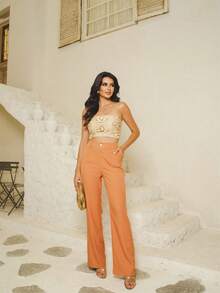 Women Tops - 米色 - 查看 5