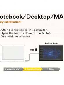 Mesa Digitalizadora Desenho Profissional, Grande 36x24cm Usb - Preto - Visão 7