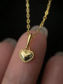 1 chiếc vòng cổ mặt dây chuyền hình trái tim gấp tùy chỉnh dành cho nữ bằng bạc Sterling S925, trang sức cao cấp dành cho nữ, quà tặng tùy chỉnh, quà tặng cho bạn thân - Vàng - Xem 8