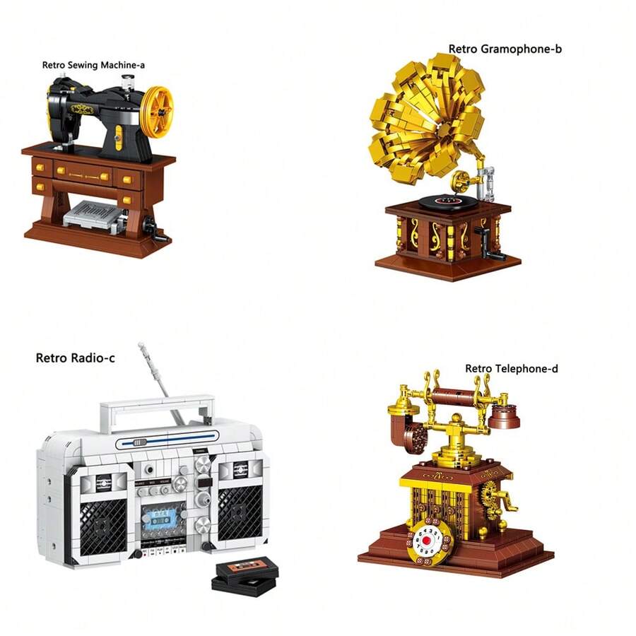 Vintage Style Building Block Model Set Creative Classic Nostalgic