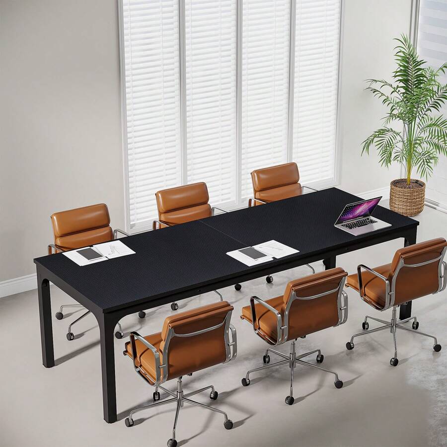 Tribesigns 6.5FT Conference Table, 78.7 Inche Rectangle Meeting Seminar Table, Large Business Tables For 6-8 People (Only Table) - 黑色 - 查看 1