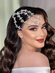 Silver Bridal Hair Comb Decorated With Asymmetric Rhinestone Branches For Ladies, Wedding Updo Hair Accessory For Bridesmaid Elegant Royal Tiaras