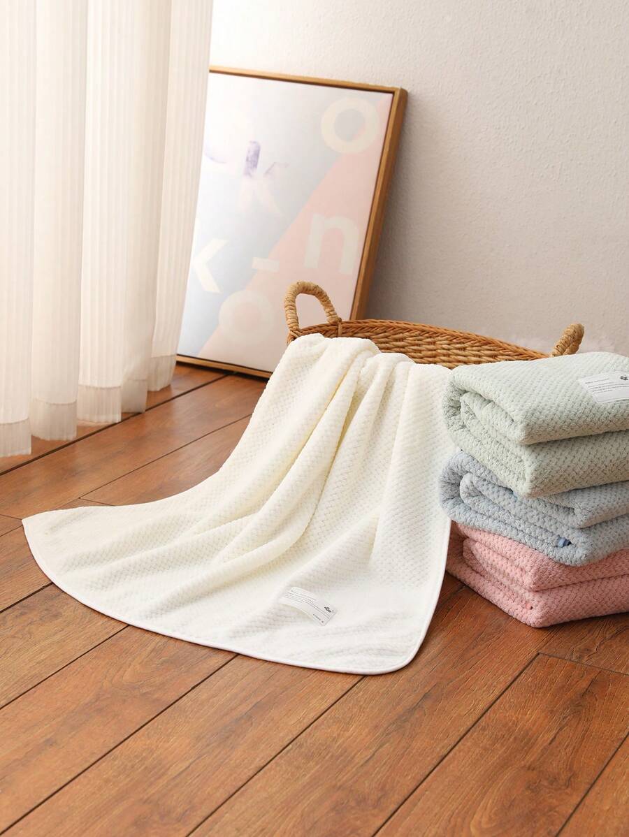 1入嬰幼兒沐浴毛巾鳳梨網格印花珊瑚絨柔軟舒適,像緩震的感覺,可掛起來,用作沐浴毛巾或游泳包 - 綠色 - 查看 1