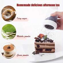 Baking Powder Dispenser Household Flour Sifter For Cocoa Powder Creative Flour Bin Flour Sieve Icing Sugar Sieve - White - View 3