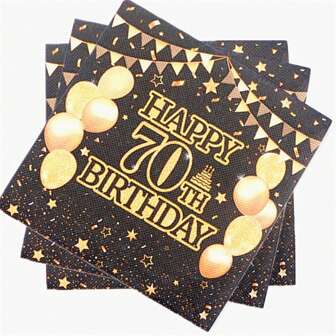 Cheers To 70 Years Old Cocktail Napkins Black And Golden, 20Pcs 70th Happy Birthday Napkins 6.5 Inches Disposable Party Napkins Guest Hand Towels Decorative Paper Beverage Napkins For Women And Men Back In 1954 Birthday Wedding Anniversary Party,Christmas