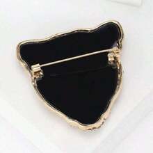 1pc Vintage Fashionable Rhinestone Leopard Head Shape Alloy Brooch, Multi-Purpose Animal Pin Badge - Apricot - View 8