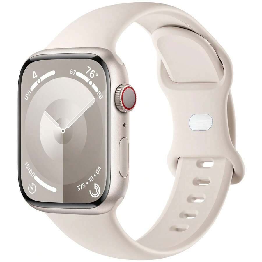 Bracelet de sport compatible avec les bracelets de montre 40 mm, 44 mm, 41 mm, 46 mm, 45 mm, 49 mm, 38 mm, 42 mm pour femmes et hommes, bracelet de remplacement en silicone souple pour montre Ultra SE Série 10 9 8 7 6 5 4 3 2 - Starlight - Voir 1