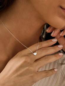 ESBERRY 1入組縮寫字母A-Z項鍊適合女士純銀吊墜精細首飾類生日禮物 - 銀色 - 查看 8