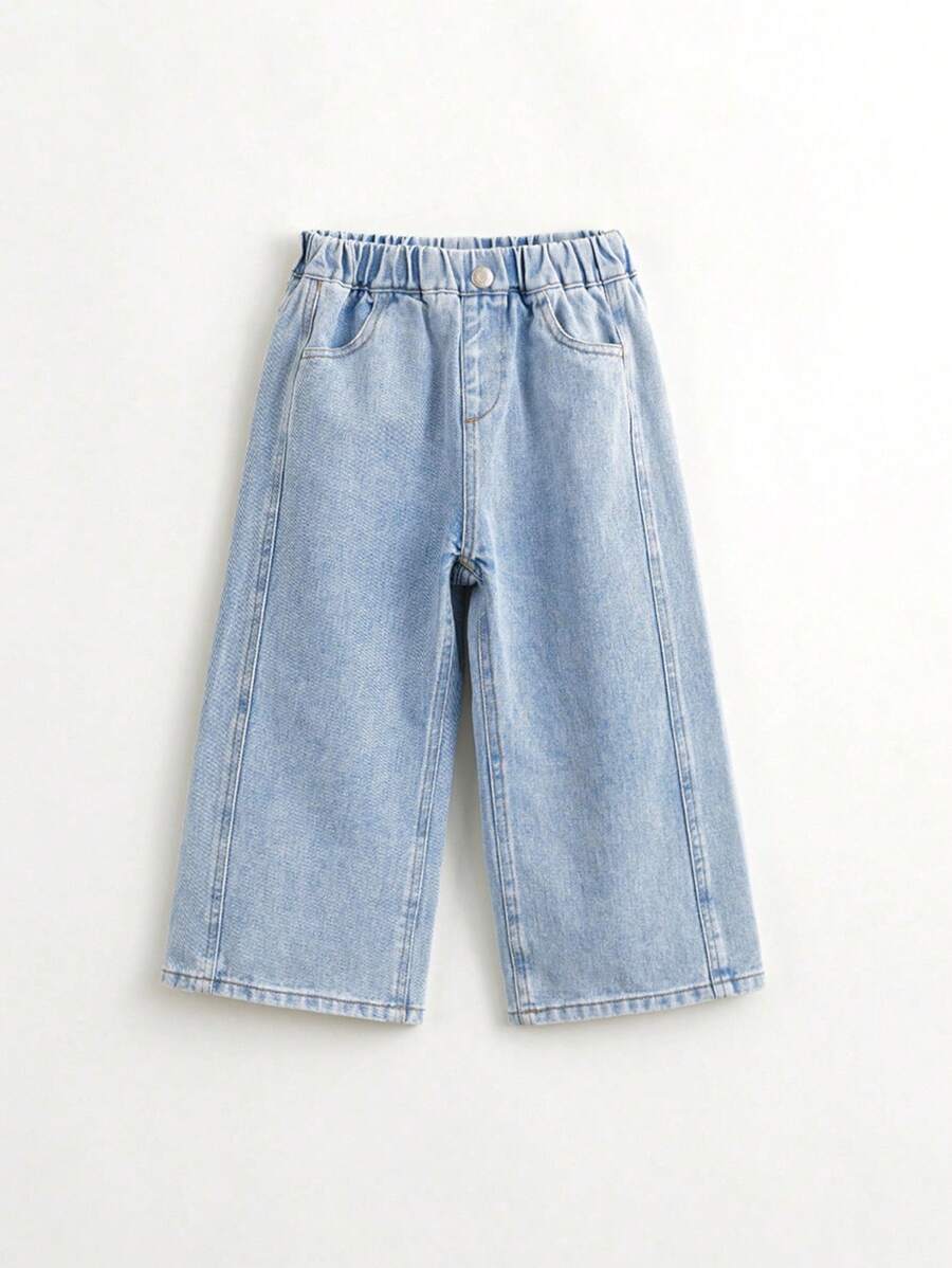 MARC&JANIE 少女時尚基本款寬腳牛仔褲