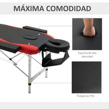 HOMCOM Camilla de Masaje Plegable y Portátil 215x81x61-84cm Mesa Ajustable en Altura con Reposacabezas y Apoyabrazos para Tatuaje Fisioterapia Negro y Rojo - Multicolor - Ver 6
