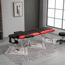 HOMCOM Camilla de Masaje Plegable y Portátil 215x81x61-84cm Mesa Ajustable en Altura con Reposacabezas y Apoyabrazos para Tatuaje Fisioterapia Negro y Rojo - Multicolor - Ver 1