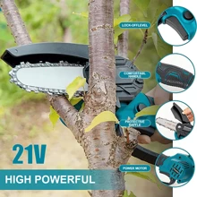 4+6in Electric Cordless Mini Chainsaw One-Hand Saw Wood Working Cutter 2 Battery - Black - View 4