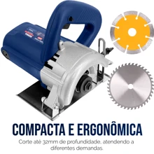 Serra Mármore Elétrico Dois Discos de Cortes 1200W 60Hz 220V - Azul - Visão 6