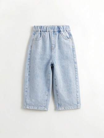 MARC&JANIE Ung Tjejer Fashionabel Och Mångsidig Lös passform Lampa Blå Denim Raka Ben Jeans Till våren