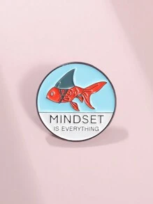 1pc Mindset Is Everything Enamel Pin Goldfish Shark Carp Brooches Mindful Feelgood Motivational Jewelry