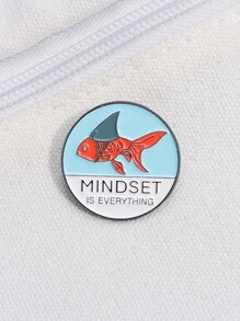 1pc Mindset Is Everything Enamel Pin Goldfish Shark Carp Brooches Mindful Feelgood Motivational Jewelry