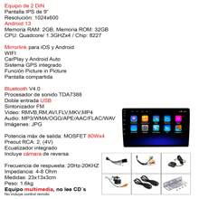 AUTOESTEREO VAK M709 2 DIN 9" ANDROID CARPLAY CAMARA GPS - Negro - Ver 5