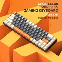 ATTACK SHARK * MAGIC-REFINER 60% Wireless Mechanical Keyboard, Bluetooth 5.0/2.4GHz, Dual-Mode Receiver, 68-Key Ergonomic Hot-Swappable Gaming Keyboard For PC - Milkshake & Blue Switch - View 2