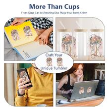 NJCHARMS 1入組花朵設計uv Dtf杯套,適用於16盎司玻璃杯,uv Dtf杯套,玻璃杯杯套,玻璃杯貼紙,杯子uv轉移貼紙,水杯防水貼紙,瓶子貼紙,黏貼式貼紙 - 粉色 - 查看 7