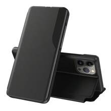 父親節1入組黑色皮套帶半窗翻蓋、支架、鏡子視圖、雙層皮革設計、PC硬框架、防摔手機殼適用於蘋果/Samsung Galaxy/Huawei/Xiaomi 13t/Redmi/Honor