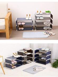 1 4Y5 Floor Multifunctional Reinforced Shoe Storage Rack, Excellent For All Shoes, - Light Grey - View 4