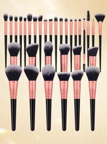 32pcs Makeup Brush Set,Powder Brush Contour Brush Blush Brush Highlight Brush Eyeshadow Brush Eyebrow Brush Eyelash Brush Shadow Brush Blending Brush Smudge Brush,Makeup Tools With Soft Fiber For Easy Carrying,Brush For Travel,Gift For Women&Girls. - 彩色 - 查看 2