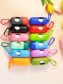 1pc Portable Pet Waste Bag Dispenser Including A Roll Of Garbage Bag, For Dog Waste, Garbage Bin, Pill Dispenser - Yellow - View 2