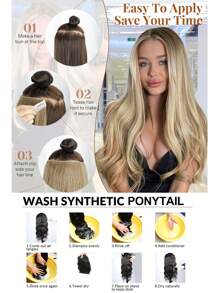 Clip In Hair Extensions, 20 In Long Wavy Synthetic Fiber Hair Extensions Clip Ins Thick Soft Synthetic Clip In Hairpieces For Women Girls Daily Use Party(Dark Brown) - Dark Brown - View 9