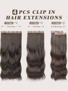 Clip In Hair Extensions, 20 In Long Wavy Synthetic Fiber Hair Extensions Clip Ins Thick Soft Synthetic Clip In Hairpieces For Women Girls Daily Use Party(Dark Brown) - Dark Brown - View 4