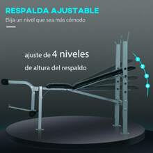 HOMCOM Banco de Pesas Altura Ajustable Banco de Musculación Multifuncional Máquina de Fitness Entrenar Completo con Respaldo Regulable Carga 200 kg 165x68x114 cm - Multicolor - Ver 8