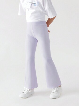 MARC&JANIE Leggings acampanados elásticos de yoga acanalados para niñas jóvenes, primavera/verano