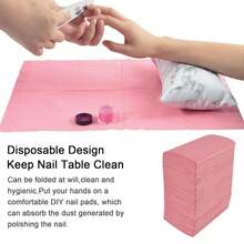 125 manteles desechables para arte de uñas, impermeables, de 3 capas, para arte de uñas, hojas de papel, almohadillas para limpiar, para tatuaje, mesa, cubierta de uñas, suministros de tatuaje, color rosa - Rosa - Ver 6