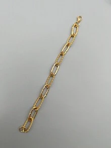 1pc Minimalist Twisted Paper Clip Chain Bracelet - Gold - View 4
