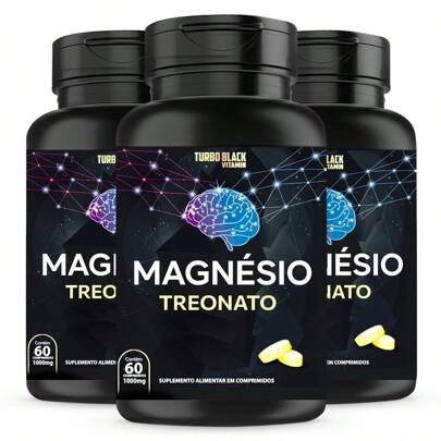 Treonato Turbo Black Vitamin 60 Comprimidos 1000mg Kit c/ 03 Unidades