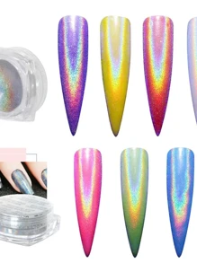 Efecto unicornio en polvo para decoracion para uñas 1pz - Plateado - Ver 3