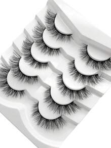 Goseek自然睫毛貂毛睫毛,100％手工製作,蓬鬆的貓眼睫毛,仿若像外擴束狀的假睫毛,厚實柔軟的捲曲假睫毛,5對裝5d-20 - 黑色 - 查看 8