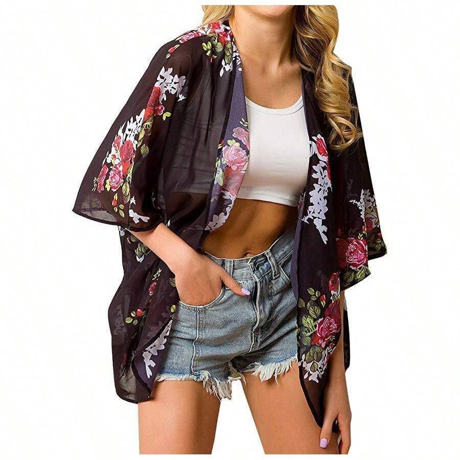 Haute Edition Women's Lightweight Summer Kimono Cover Up Cardigans - Dark Grey - View 1