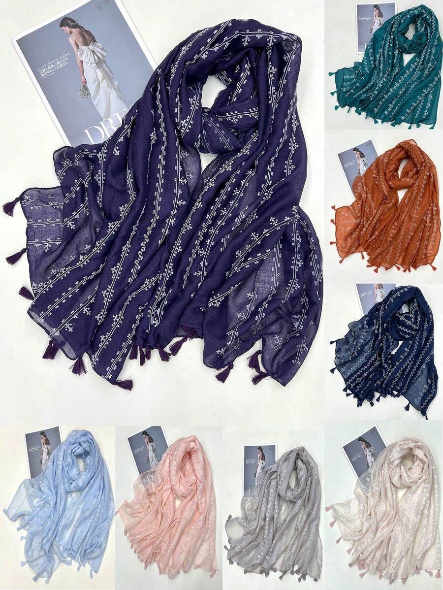 Boho 1 chiếc khăn choàng đầu màu trơn thời trang đa năng giản dị cổ điển thanh lịch cho phụ nữ, xuân/hè đông thu - Nhiều màu - Xem 1
